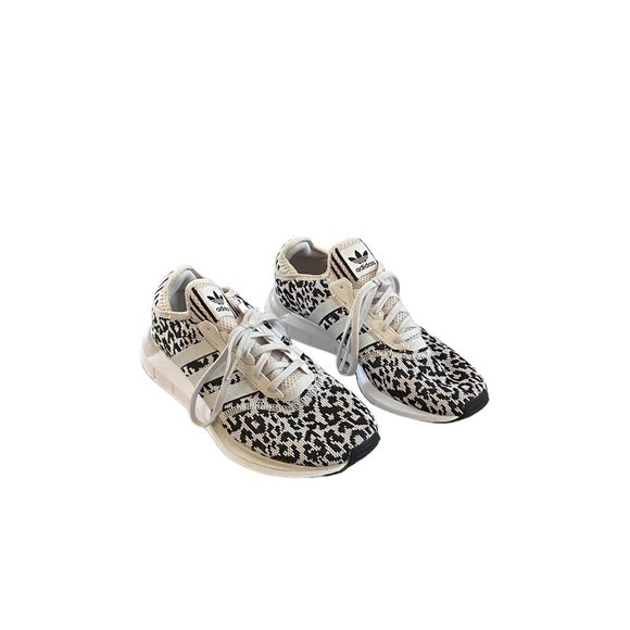 adidas Women's Leopard Print Black and White Sneakers - Picture 2 of 16